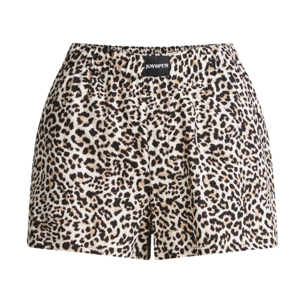 Joyspun Leopard Print Shorts Women XL Elastic Waist Casual Lounge Animal Print